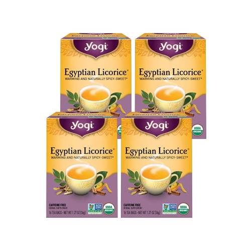 Yogi Tea Egyptian Licorice, Organic Herbal Tea, Wellness Tea Bags, 4 Boxes Of 16
