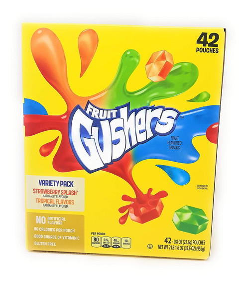 Betty Crocker Fruit Gushers Snacks Net Wt (42count/0.8 Oz Net Wt 33.6 Oz),, ()