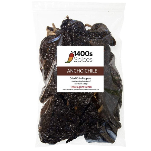 1lb Ancho Dried Whole Chile Peppers, Chili Seco Pods By 1400s Spices
