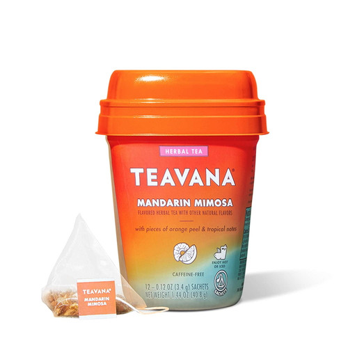 Teavana | Herbal Tea - Mandarin Mimosa; Caffeine Free, Pieces Of Orange Peel & Tropical Notes; Individual Sachets; Breezy & Bright | (2 Bottle - 24 Sachets)