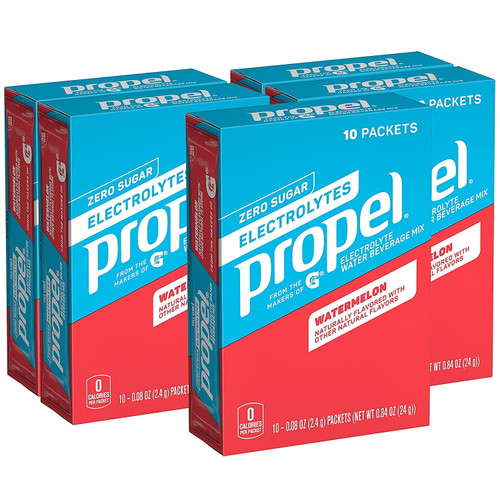 Propel Powder Packets Watermelon With Electrolytes Vitamins And No Sugar, 50 Count