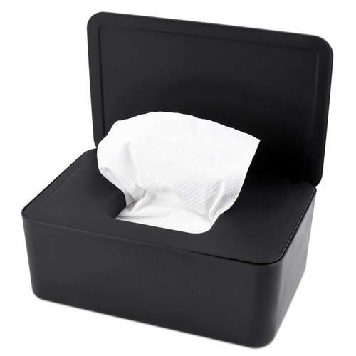Winbang Baby Wipe Holder, Wipes Container, Tissue Storage Box Case, Wet Wipe Dispenser Holder With Lid For Home, Office, Cars (black)