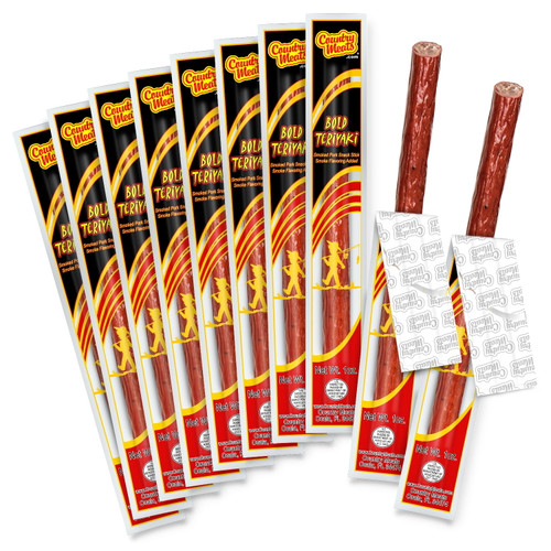 Country Meats High Protein Keto Friendly Meat Sticks (10 Sticks, Bold Teriyaki)