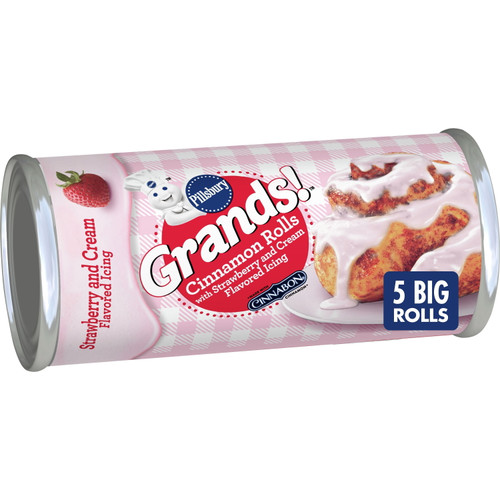 Pillsbury Grands! Cinnamon Rolls With Strawberry & Cream Flavored Icing, 5 Ct., 17.5 Oz.