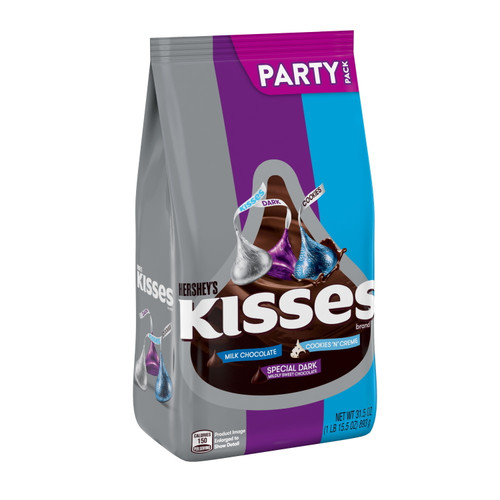 Hershey's Kisses Assorted Chocolate And White Creme Candy, Individually Wrapped, 31.5 Oz, Party Bag