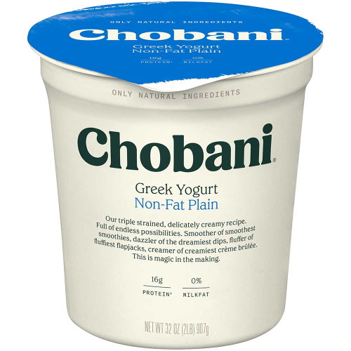 Chobani Non Fat Plain Greek Yogurt, 32 Ounce -- 6 Per Case.