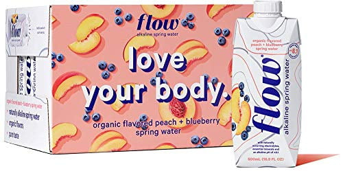 Alkaline Spring Water, Organic Peach + Blueberry, 100% Natural Alkaline Water, Ph 8.1, Electrolytes + Essential Minerals, Eco-friendly Pack, 100% Recyclable, Bpa-free, Non-gmo, Pack Of 12 X 500ml
