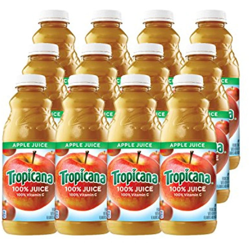 Tropicana Apple Juice, 32 Oz Bottles, 12 Count