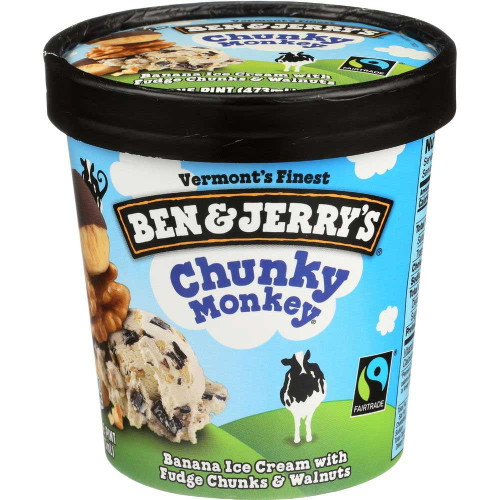 Ben And Jerrys Chunky Monkey Ice Cream, 1 Pint -- 8 Per Case.
