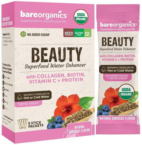 Bareorganics Beauty Blend Superfood Water Enhancer Stick Packets 5 Ct