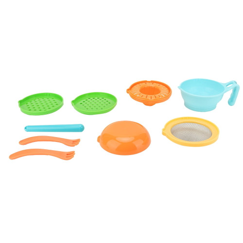 Puree Cooking Tool 9pcs/set Baby Food  Grinder Manual Food Grinding Bowl Baby Puree Making Tool (blue)