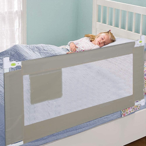 69'' Bed Rail For Toddlers Folding Safety Bed Guard Adjustable Bedside Guardrail Security Rail For Bed Tall Bed Guard Bed Side Rail Guard For Convertible Crib/twin/queen/king Bed,1 Pcs