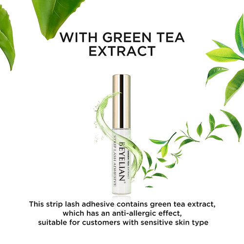 Beyelian Eyelash Glue, Lash Glue, Clear False Eyelash Glue With Green Tea Extract, Sensitive Eyes, Waterproof,  Strong Hold, 5g