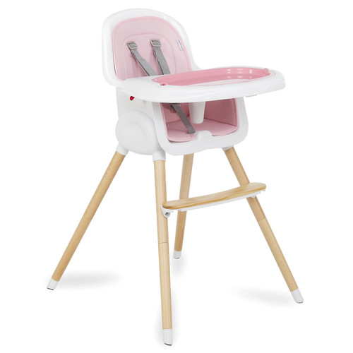 Dream On Me Lulu 2-in-1 Highchair, Convertible, Compact High Chair, Light Weight, Portable, Blush Pink