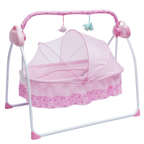 Oukaning Electric Baby Crib Cradle Auto-swing Newborns Bassinets Sleep Bed Infant Rocker