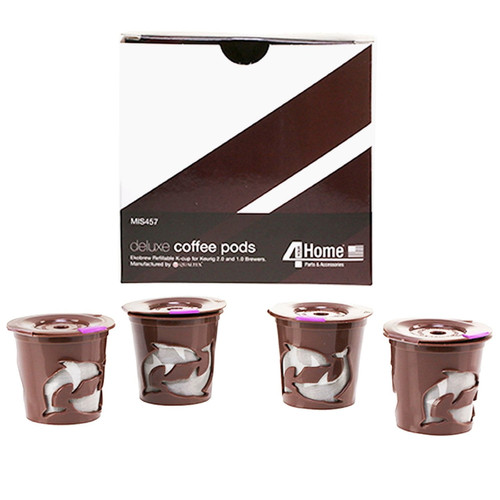 4pk Brown Reusable Eco Refill Coffee Pod Filters Keurig 2.0 K300 K400 K500