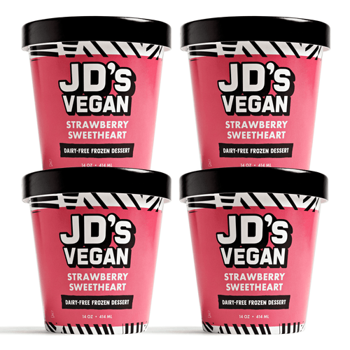 Jd's Vegan Strawberry Sweetheart Ice Cream, Pint (4 Count)