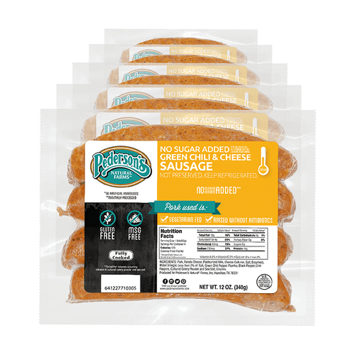 Pedersons Farms No Sugar Added Green Chili And Cheese Sausage (5 Pack)