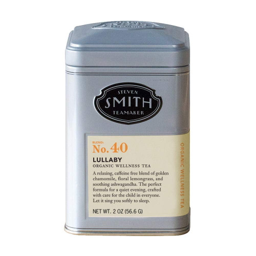 Smith Teamaker | Lullaby No. 40 - Chamomile, Lemongrass, Lavender & Ashwagandha - Loose Leaf Tea Tin |caffeine-free, Herbal, Certified Organic, Relaxing & Bedtime Wellness Tea (loose Tin Tea, 3.5oz)