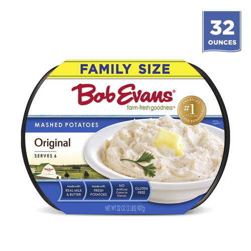 Bob Evans Family Size Original Mashed Potatoes, Refrigerated Dinner Sides, 32 Oz, Pack Of 1