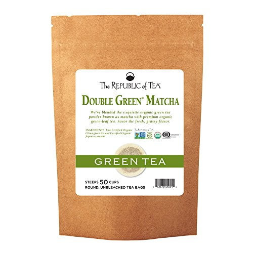 The Republic Of Tea Double Green Matcha, 50 Tea Bags, Gourmet Blend Of Organic Green Tea And Matcha Powder