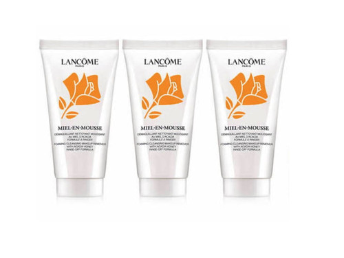 3-pack Lancome Miel-en-mousse Foaming Cleansing Makeup Remover, Rinse-off Formula, 1.7oz/50ml X 3 = 5.0 Oz / 150 Ml