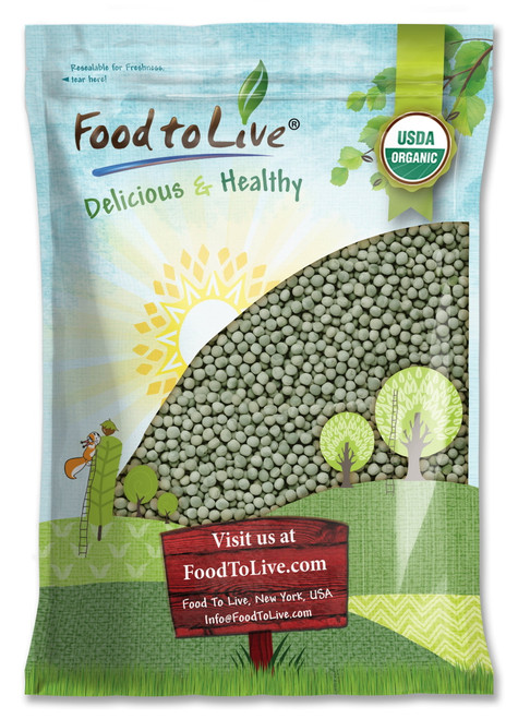 Food To Live, Organic Whole Dried Green Peas, 15 Pounds, Non-gmo, Kosher, Vegan