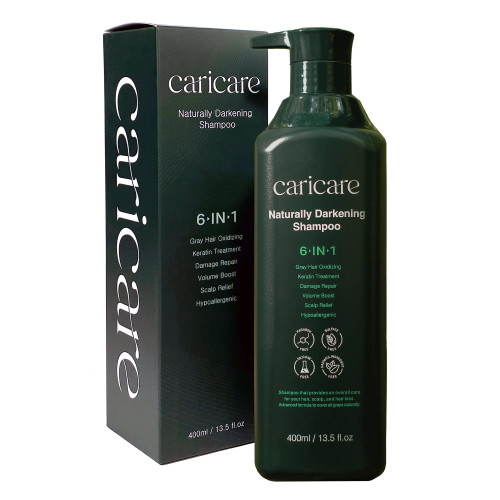 Caricare Naturally Gray Reducing Shampoo Gray Hair Darkening Shampoo Keratin Treatment, Damage Repair, Volume Boost, Scalp Relief, Hypoallergenic