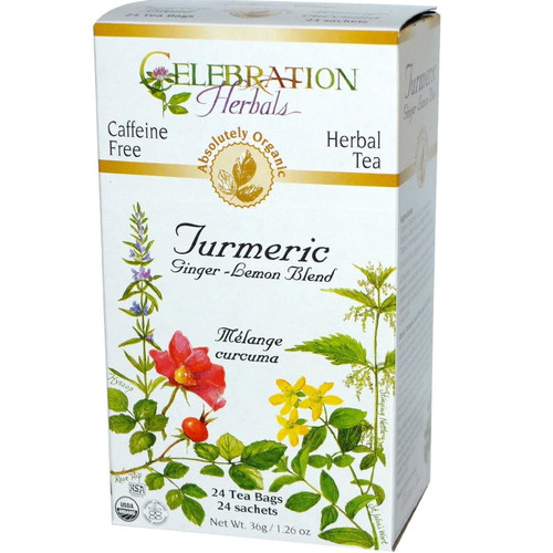 Celebration Herbals Organic Turmeric Tea Ginger Lemon 24 Tea Bags