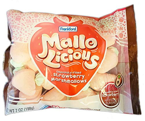 Mallo-licious Strawberry Marshmallows 7 Oz! Chocolate Filled Strawberry Marshmallow! Soft And Creamy Colored Marshmallows! Delicious And Tasty Marshmallow Treats! Choose Your Flavor! (strawb
