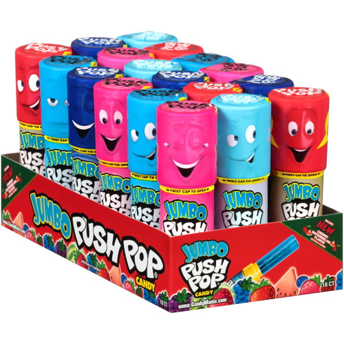 Push Pop Jumbo Individually Wrapped Bulk Lollipop Variety Party Pack - 18 Jumbo Lollipop Suckers In Assorted Fruity Flavors - Fun Candy For Birthdays And Celebrations