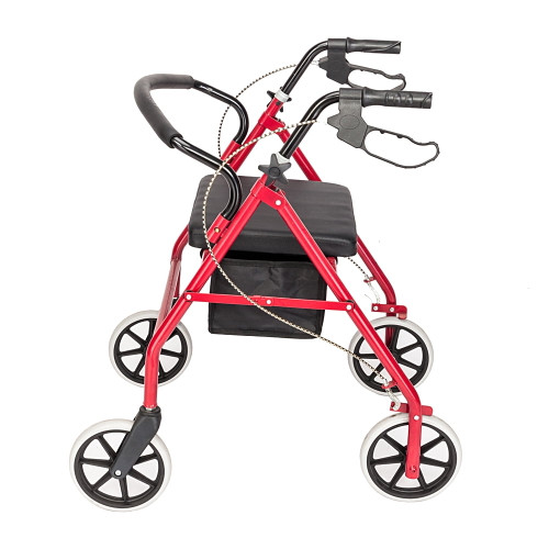 Steel & Nylon Walker With Wheels Black & Red