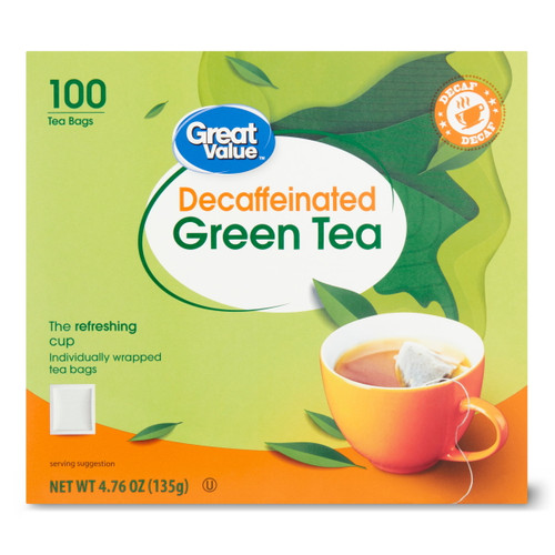 Great Value Decaffeinated Green Tea Bags, 100 Count