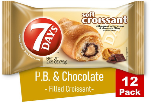 7days Soft Croissant, Peanut Butter Chocolate (pack Of 12)