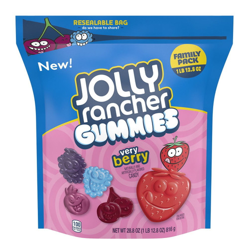 Jolly Rancher, Very Berry Assorted Fruit Flavored Gummies Candy, 28.8 Oz, Resealable Family Pack