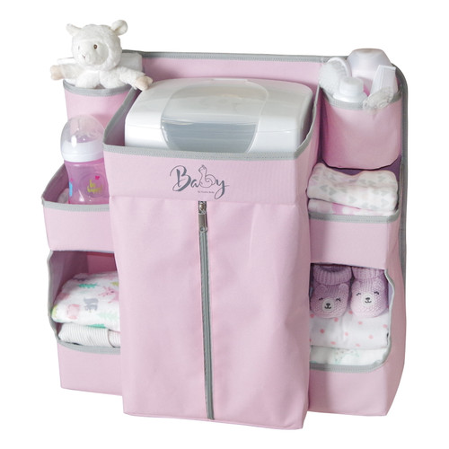 Llama Bella Premium Nursery Organizer And Baby Diaper Caddy | Diaper Organizer For Cribs And Changing Tables - Pink