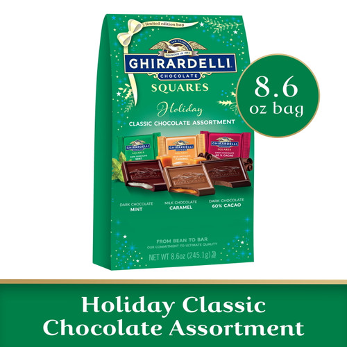 Ghirardelli Holiday Classic Chocolate Assortment Squares, 8.6 Oz Bag