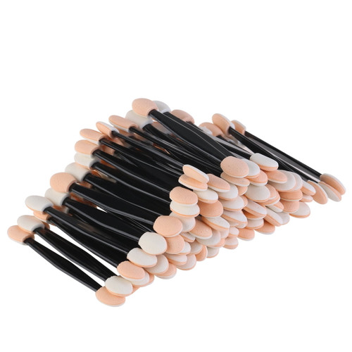 Disposable Dual Sided Eyeshadow Brush Sponge Tipped Oval Makeup Applicator (black), 100pcs Pack