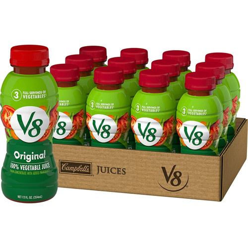 V8 Original 100% Vegetable Juice, Vegetable Blend With Tomato Juice, 12 Fl Oz Bottle