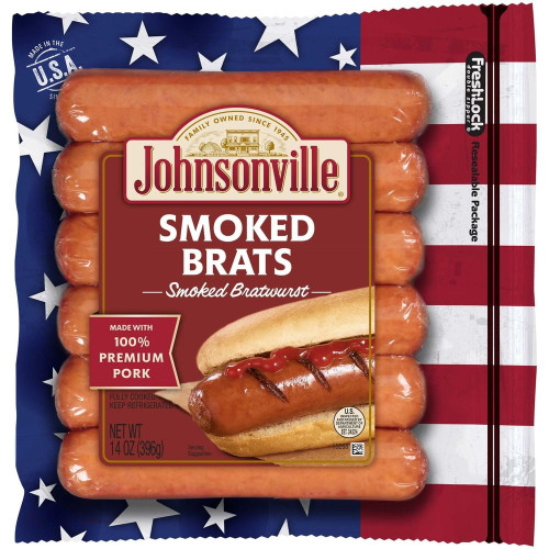 Johnsonville Smoked Bratwurst - 6 Per Pack -- 10 Packs Per Case.