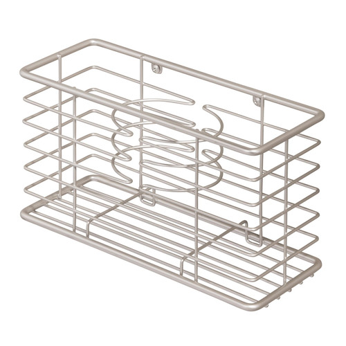 Mdesign Steel Wall Mount Hair Dryer Storage Organizer - Hair Styling Tool Basket For Bathroom And Bedroom - Holds Hair Dryer, Flat Iron, Curling Wand, Hair Straightener - Linelle Collection - Satin