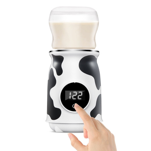 Urmywo Portable Bottle Warmer And Fast Baby Brew Bottle Warmer Wireless Travel Bottle Warmer With Temperature Control 4 Heat Options Led Milk Warmer For Breastmilk （cow Pattern）