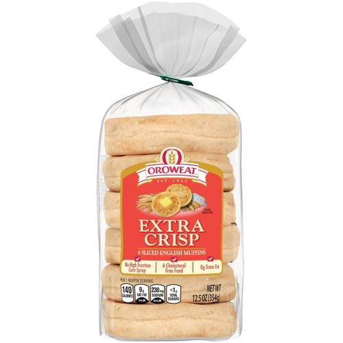 Oroweat Extra Crisp English Muffins, 6 Count, 12.5 Oz