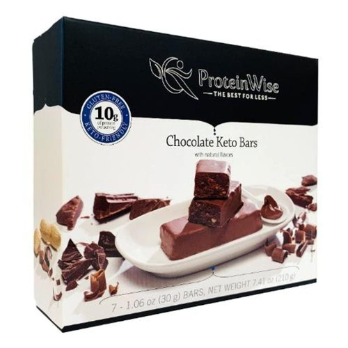 Proteinwise Chocolate Keto Bar, Protein Bars Keto, Gluten Free, Keto Friendly, High Protein Low Carb Snacks For Weight Loss, Gluten Free Snacks, Ketogenic, 7 Count