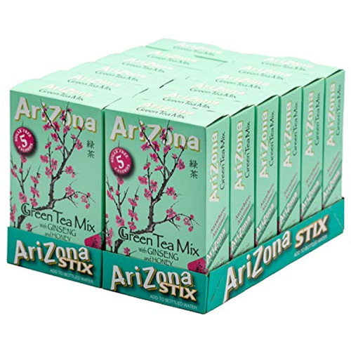 Arizona Green Tea With Ginseng Sugar Free Iced Tea Stix, Low Calorie Single Serving Drink Powder Packets, 10 Count (pack Of 12)