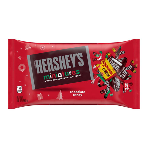 Hershey's, Miniatures Assorted Milk And Dark Chocolate Candy Bars, Christmas, 9.9 Oz, Bag