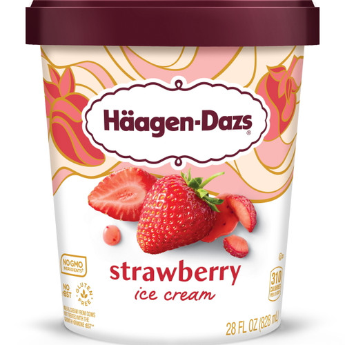 Haagen-dazs Gluten Free Strawberry Ice Cream, 28 Oz