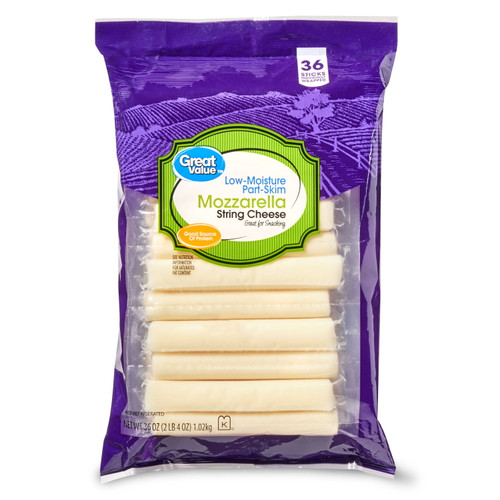 Great Value Mozzarella String Cheese, 36 Oz, 36 Ct