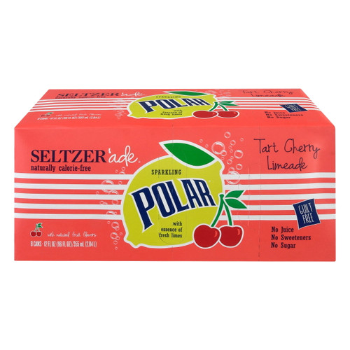Polar Seltzer'ade Tart Cherry Limeade, 12 Fl Oz Cans, 8 Pack