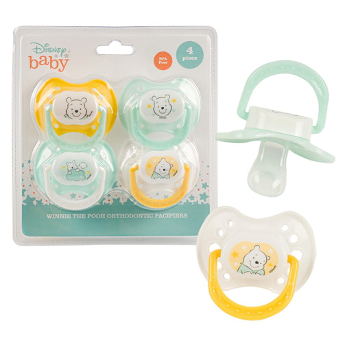 Disney Cudlie Winnie The Pooh Baby 4 Pack Of Pacifiers